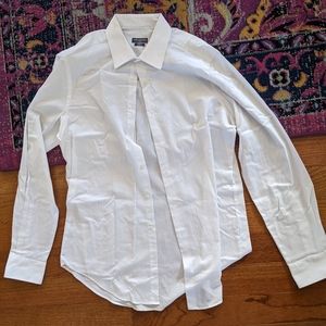 Van Heusen Flex Slim Fit Stretch Size L 16 Mens Formal Plain White Dress Shirt